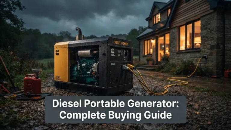 Diesel portable generator powering home during outage