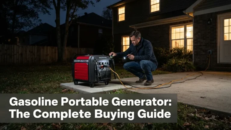 Gasoline portable generator powering a home during outage
