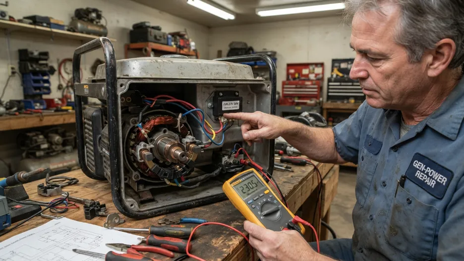 Generator AVR module connected to alternator wiring