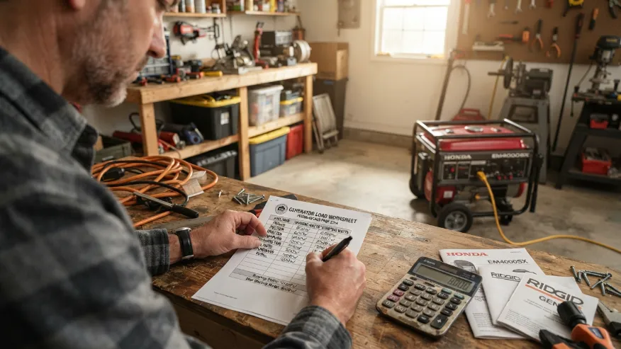 Homeowner calculating generator running and starting watt requirements.