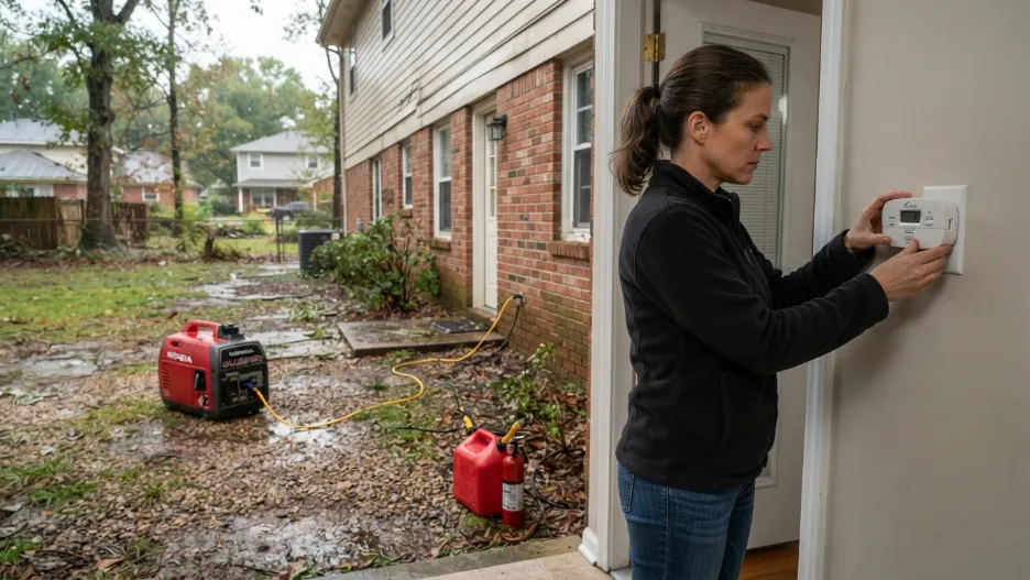 Portable generator safely positioned away from home