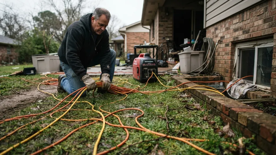 Outdoor generator extension cords creating hazards