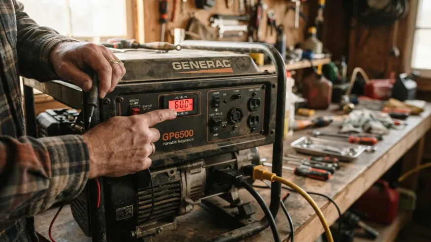 Generator control panel showing 60 Hz frequency measurement