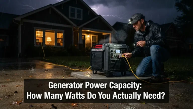 Portable generator powering a home during a storm outage.