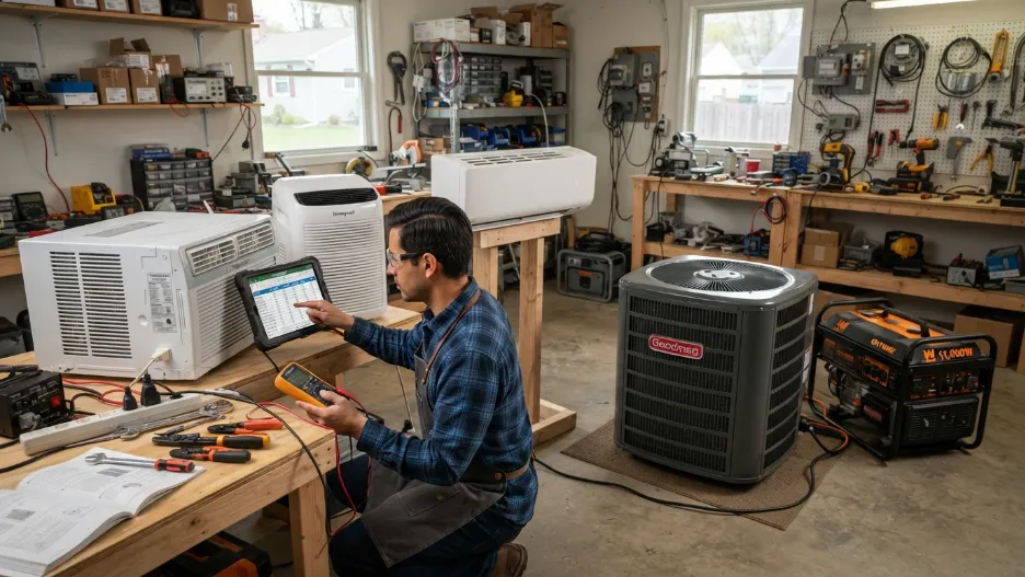Different air conditioners compared with generators