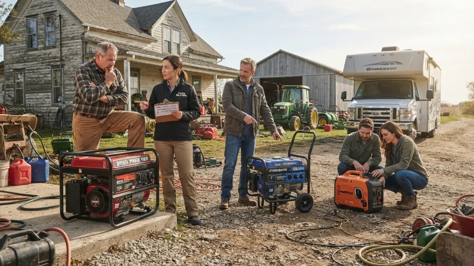People comparing diesel gas and inverter generators