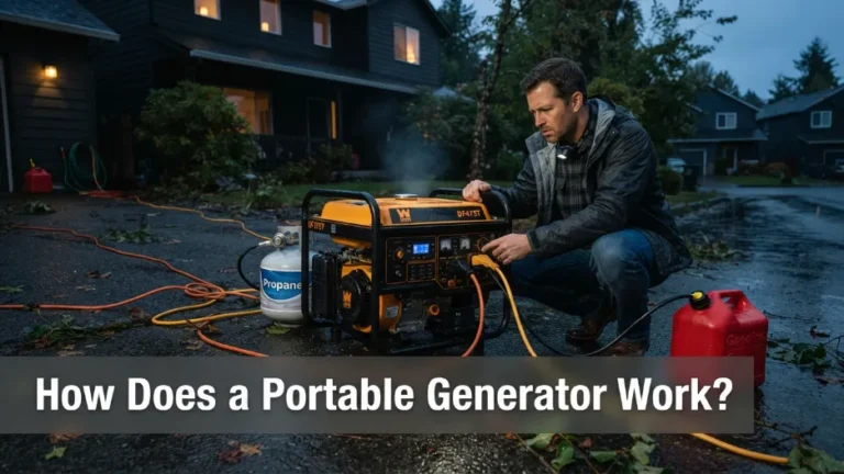 Portable generator safely powering a home during a blackout