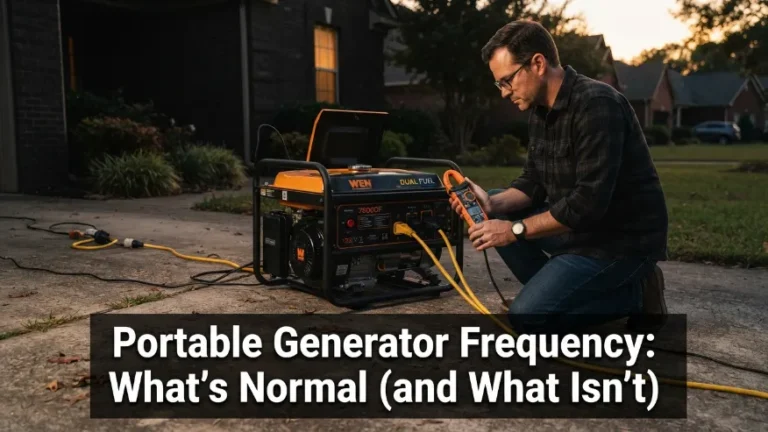 Portable generator frequency testing with meter during outage