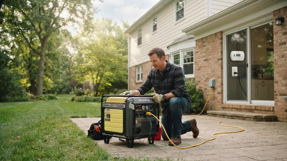 Generator placed safely outside home