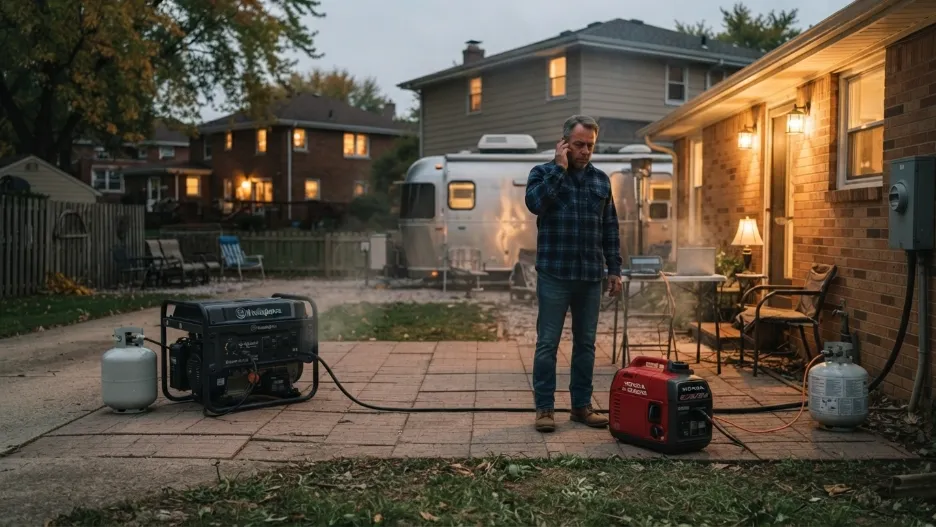 Comparing quiet and loud propane generators outdoors