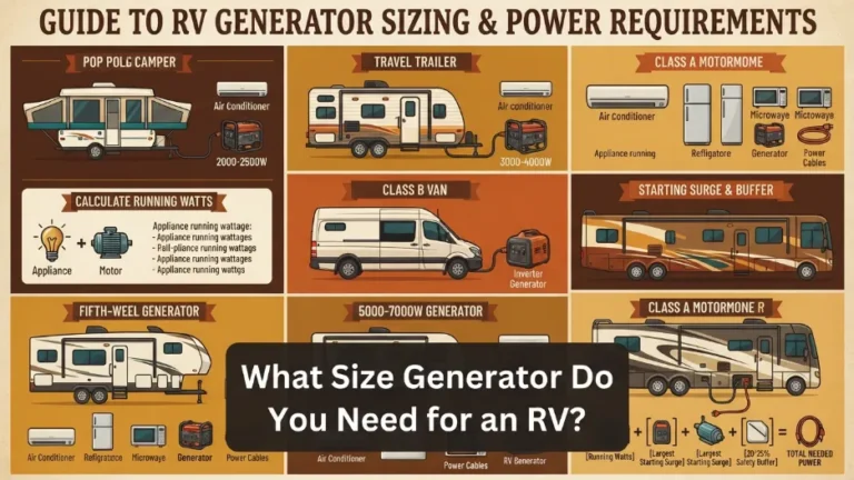 Infographic showing RV generator size calculations