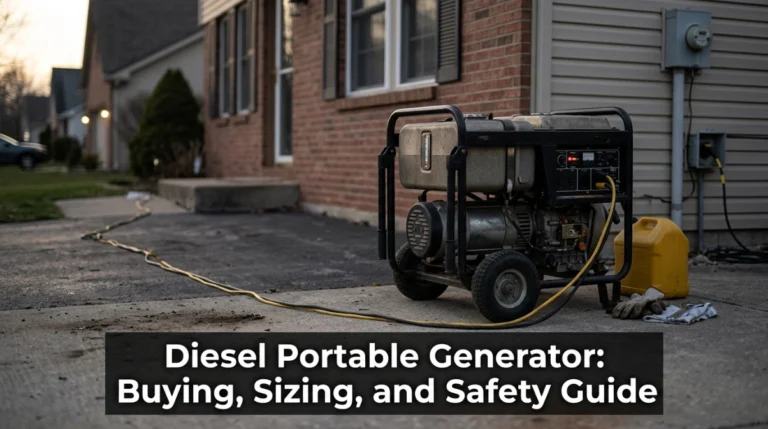 Practical diesel generator buying, sizing, runtime, and safety guide.
