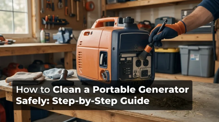 How to clean a portable generator safely with brushes, vacuum, and a damp cloth