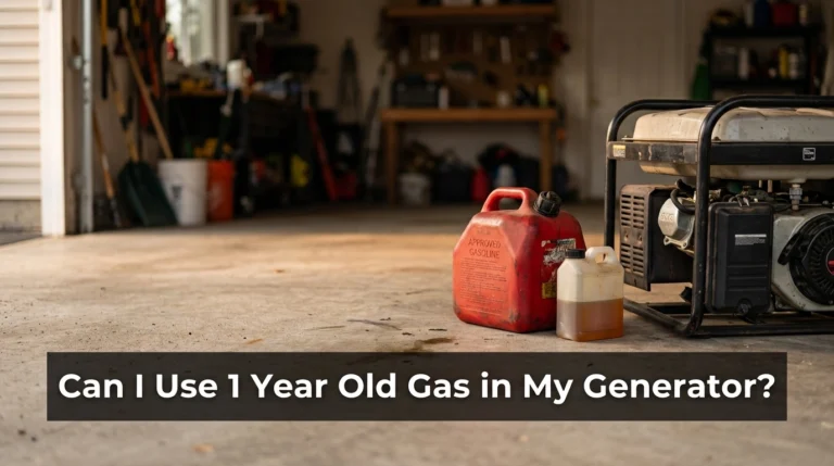 Infographic showing an old gasoline can and portable generator with stale-fuel warning symbols.