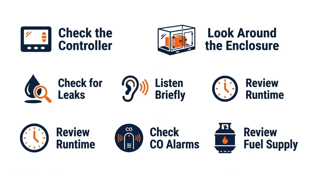 Seven-point whole house generator safety checklist for overnight outage operation