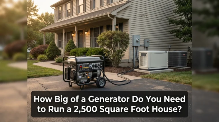 Portable and standby generator options outside a 2,500-square-foot suburban home