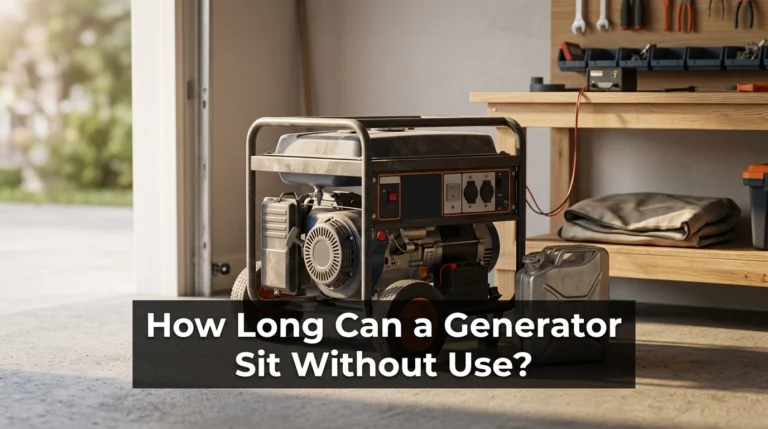Stored portable generator illustrating how long a generator can sit without use.