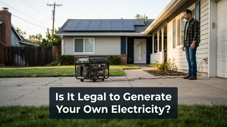 Home generator and solar setup illustrating whether it is legal to generate your own electricity