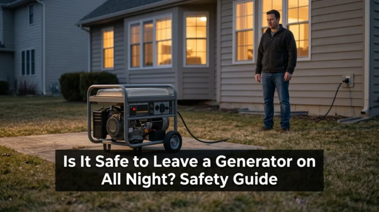 Portable generator safely positioned outside a home for overnight use.