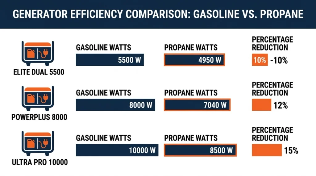 Generator propane wattage comparison
