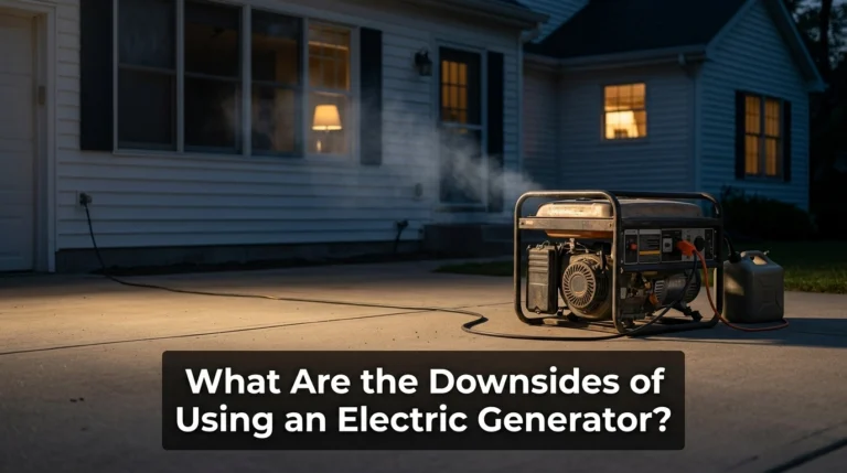 Portable generator outside a home illustrating electric generator downsides and safety risks