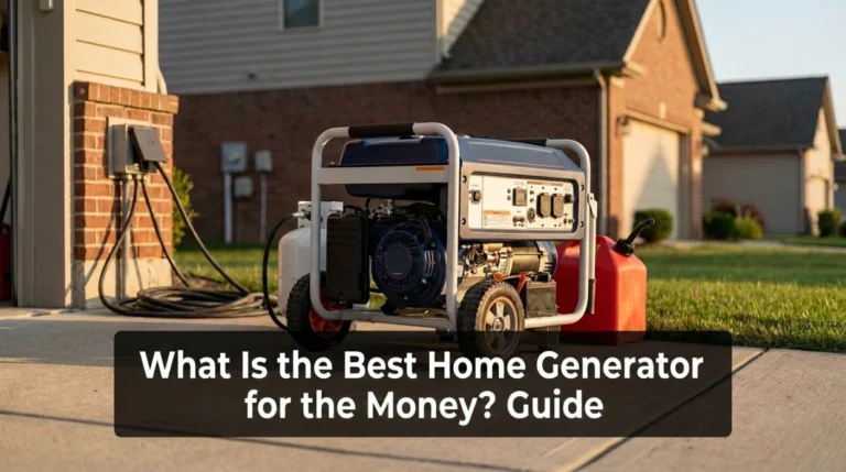 Dual-fuel portable home generator outside a suburban house for reliable emergency backup
