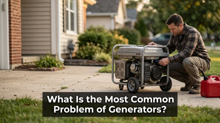 Portable generator outdoors illustrating the most common problem of generators: fuel-system trouble.