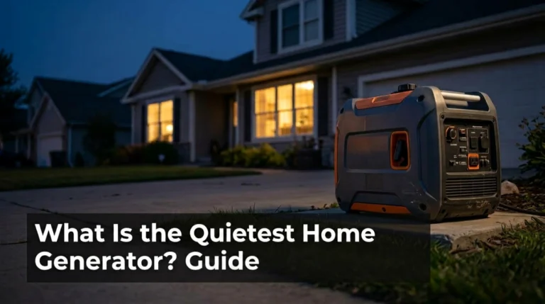 Quiet enclosed inverter generator supplying residential backup power during an evening outage
