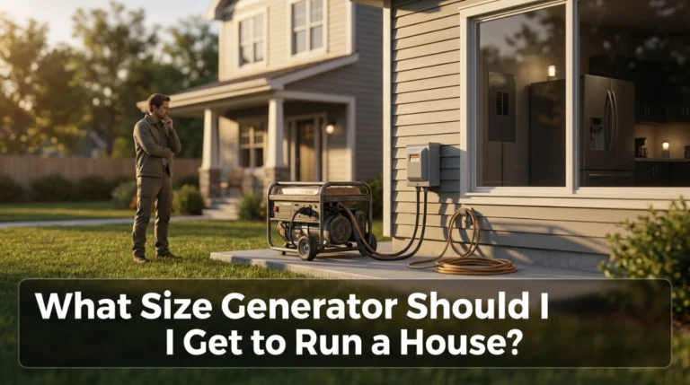 Homeowner comparing generator size for running essential appliances during a power outage