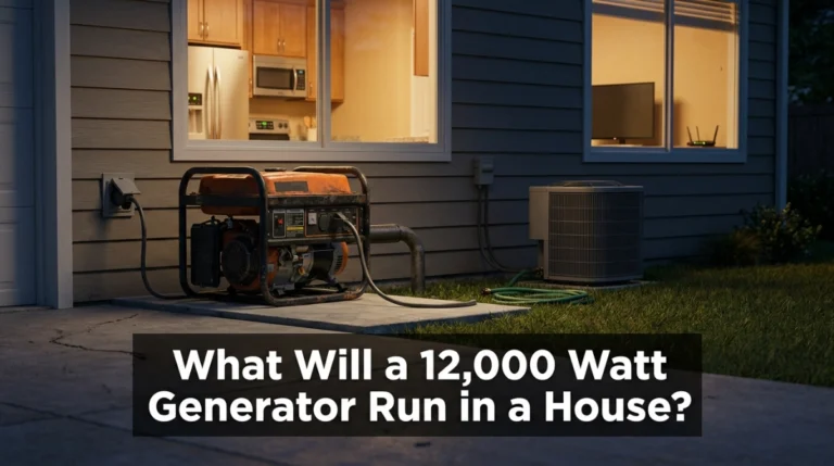 12,000 watt generator powering essential household appliances and cooling during a home outage.