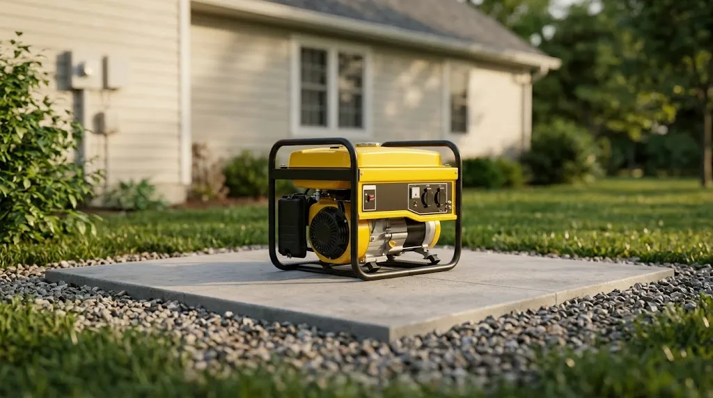 Infographic showing proper outdoor placement distance for portable generators.